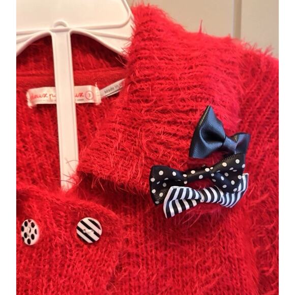 Deux Par Deux Sweater Girl's Mohair Blend Floral Knit Hat Scarf Red Sz 3 - Picture 5 of 5